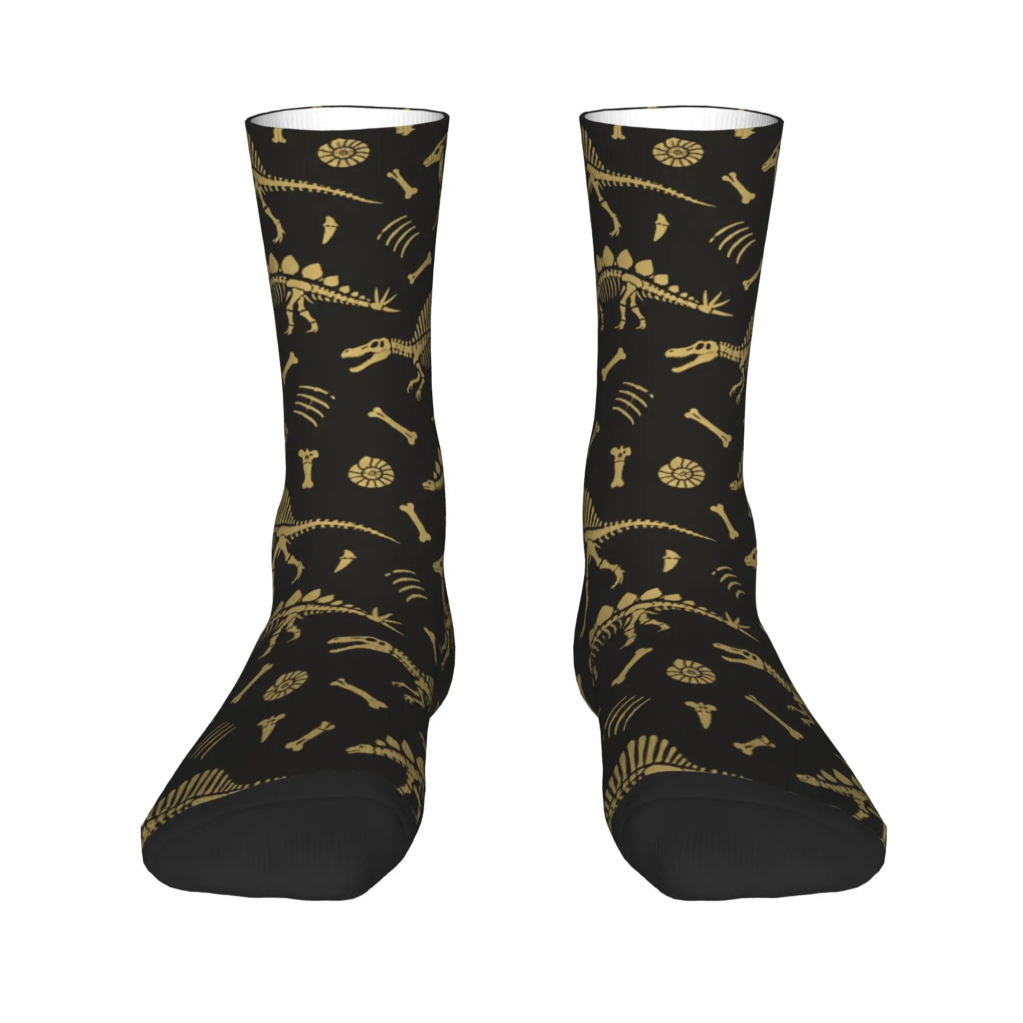Dinosaur Skeleton Print Dress Socks Novelty Retro Fossil Pattern Leisure Stockings Winter Couple Socks Comfortable Sports Socks