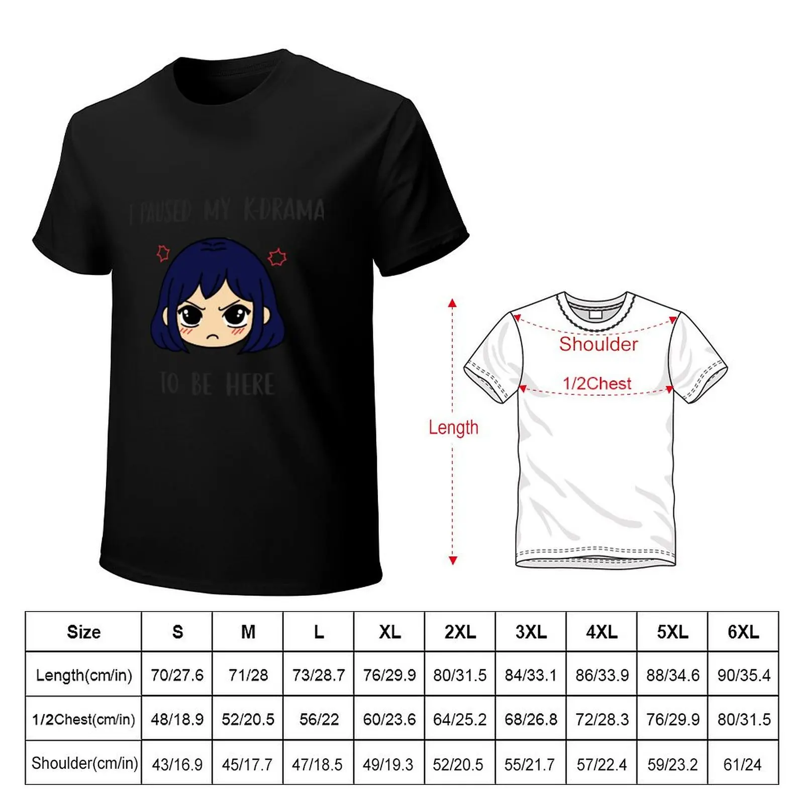 I paused my k-drama to be here k-drama sticker dark blue T-Shirt Holiday All Match T-Shirt