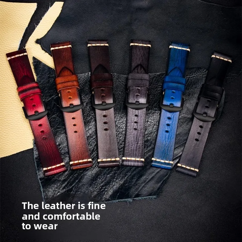 Panerai Tissot Longines Tudor Bronze Biwan 20mm 22mm 용 남성용 및 여성용 이탈리아 수제 야채 무두질 탑 소 가죽 스트랩