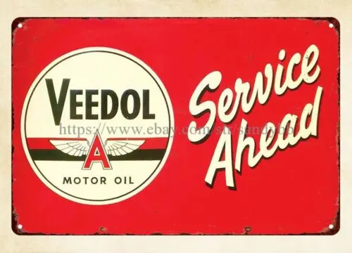 Veedol Flying A motor oil gas metal tin sign man cave bedroom wall decor