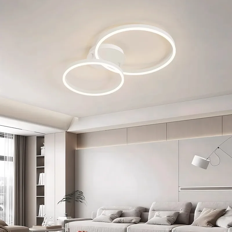 Lámpara de techo Led de anillo redondo minimalista moderno, círculos regulables, lámparas de habitación para dormitorio, luminaria brillante