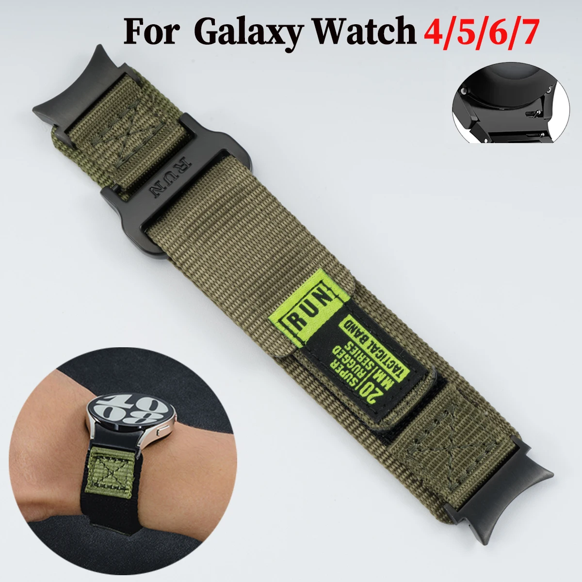 Pulseira de nylon de ajuste rápido para samsung galaxy 7/6/5/4 40mm 44mm sem lacunas pulseira para relógio 6 4 clássico 43 47mm 42 46mm 5 pro 45mm banda