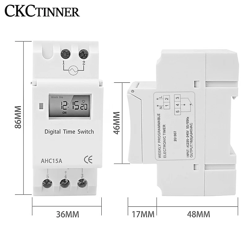 LCD Digital Timer AHC15A Programmable TIME Relay Timer Switch Controller 12V 24V 48V AC 110V 220V Electronic Weekly Counter