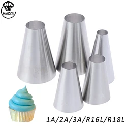 5PCS Leaves and Round Mouth Pastry Nozzles Stainless Steel Cake Cupcake Tool Confectionery Decoration Icing Piping Nozzle Tips