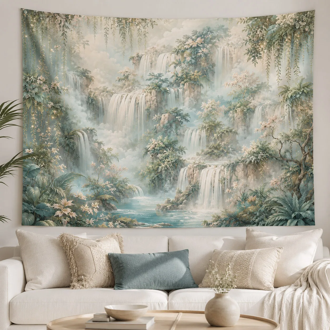 Waterfall Tapestry Enchanted Forest Wall Hanging Fantasy Nature Landscape Wall Decor for Bedroom Living Room Dorm Home