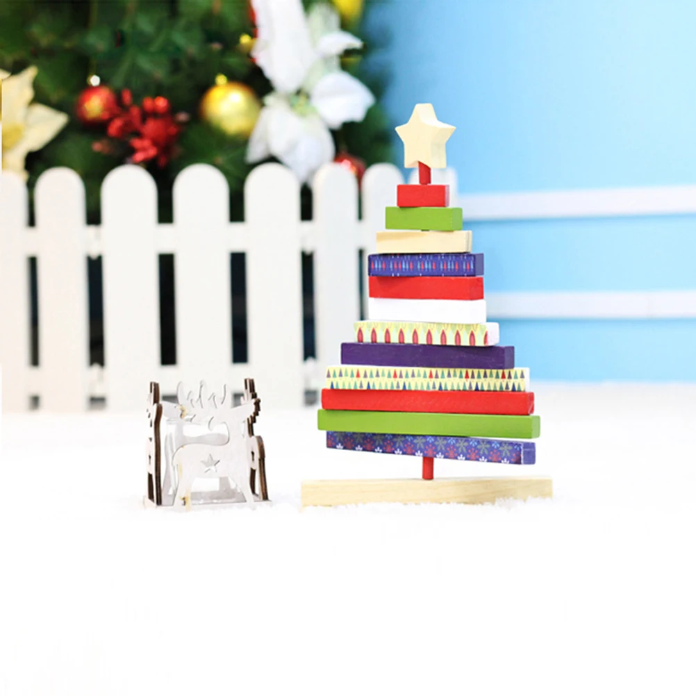 

Rotating Wooden Christmas Decor Desktop Ornament Home Office Store Decoration Festival Atmosphere Christmas Tree Wooden