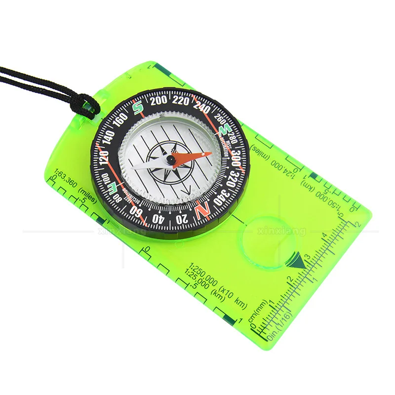 New MultiOutdoor Mountaineering Acrylic Mini Scale North Arrow Portable Map Rope Educational Compass for Children