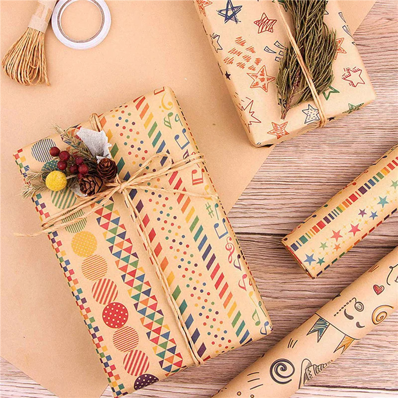 

18 Pcs Wrapping Paper Sheets,Birthday Wrapping Paper Set Festival Gift Wrap Papers,Ribbon Present Gift Wrapping Paper