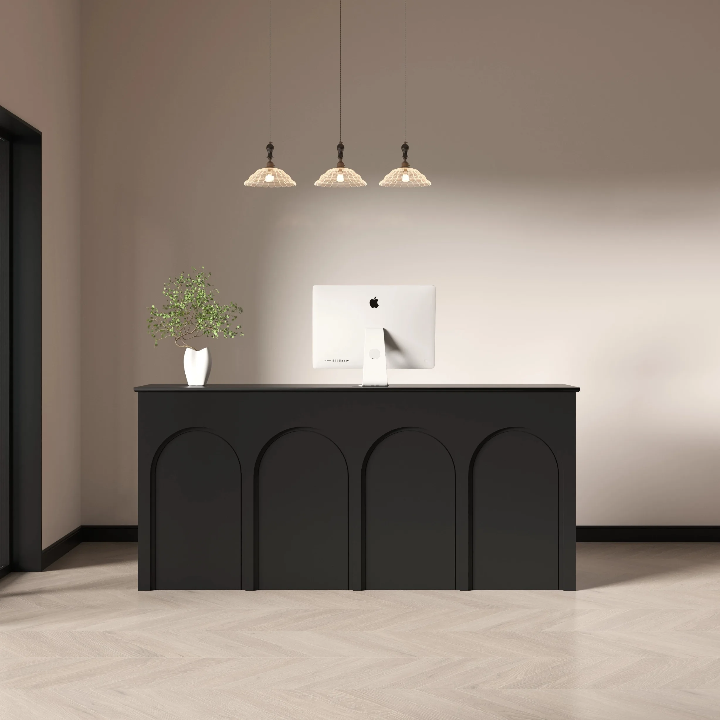 Durable And Good Looking Custom Color Wooden Standard Size Reception Desk Office Reception Outpatient