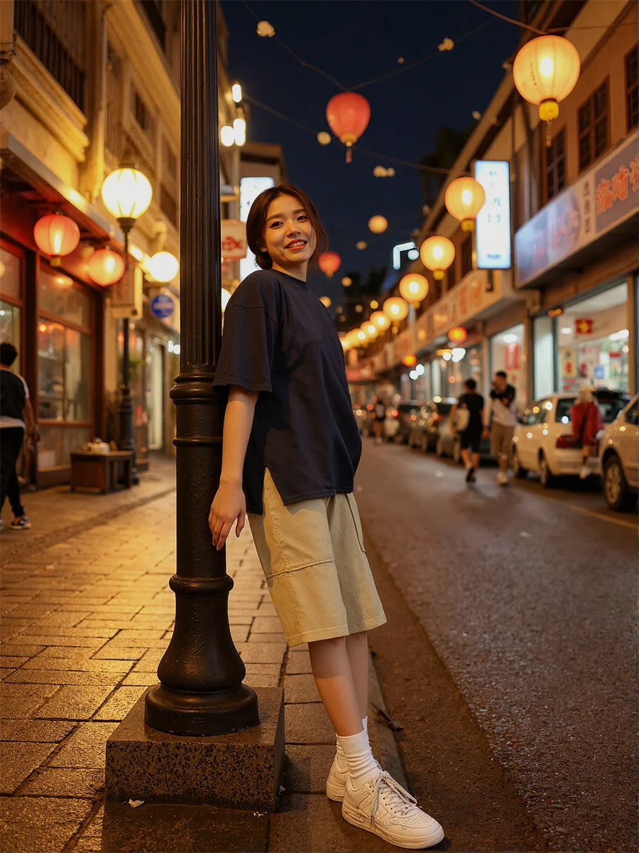 Pantaloncini per coppie a gamba larga Abbigliamento da spiaggia oversize in cotone e lino da donna Traspirante Leggero Comodo Patchwork per le vacanze Estate Carino