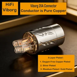 Viborg Pure Copper Rhodium /Gold/Silver/Plated 20A C19 IEC Female Plug HIFI Power Cable DIY Best Choice