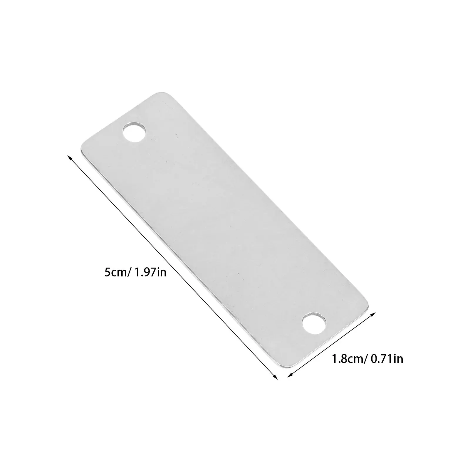 20Pcs Stainless Steel Dual Hole Rectangle Tags Blank Id Tags for Pet Dog Cat Engravable Jewelry Crafting Label