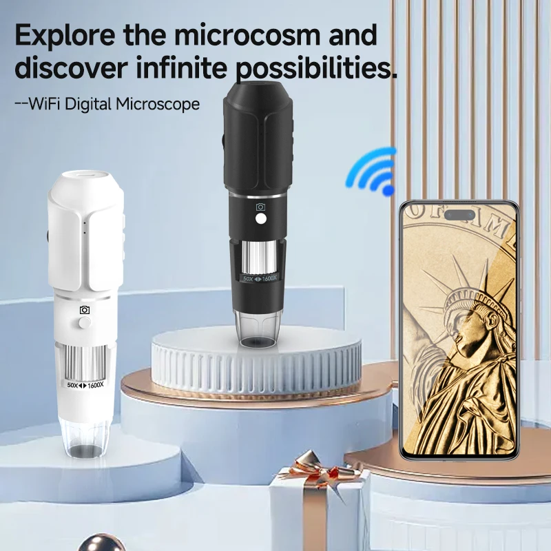 Dodosee 1600X Wireless Digital Microscope 1080P HD Video Handheld Microscope Skin Inspection Camera for iPhone Android Magnifier