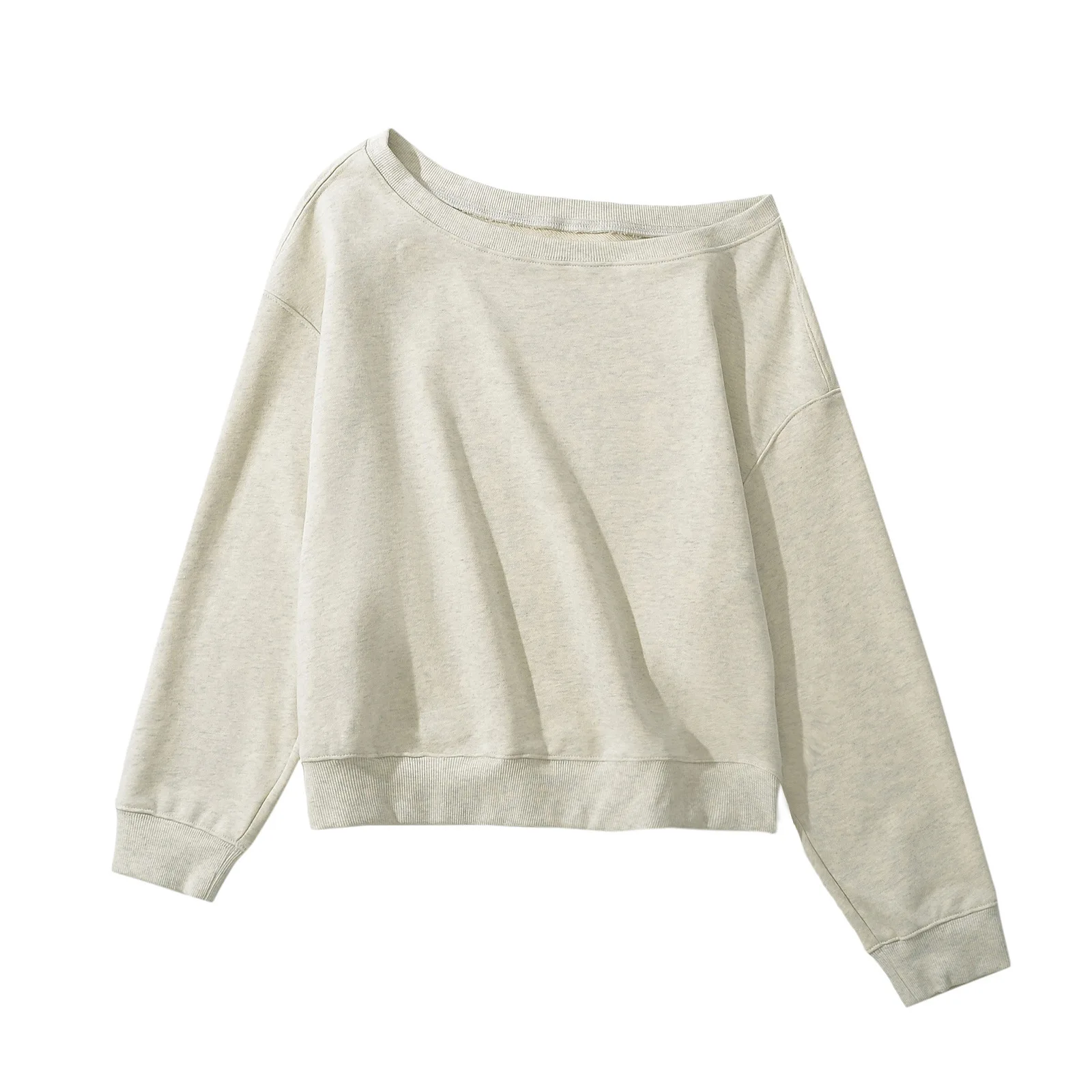 Sudadera holgada con cuello de hombro inclinado para mujer, Top de estilo perezoso, nuevo sentido del diseño, principios de otoño