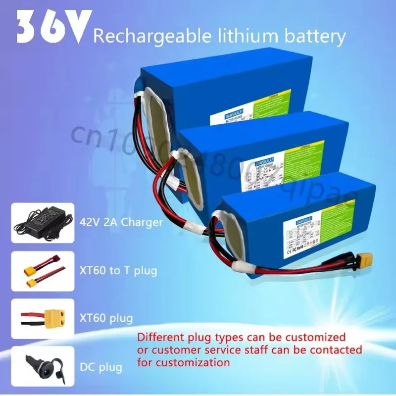 

New 36V 18AH 15AH 12AH 9AH Rechargeable Lithium Battery Pack 100-1300W Electric Motorcycle Scooter Bicycle with BMS Battery Pack