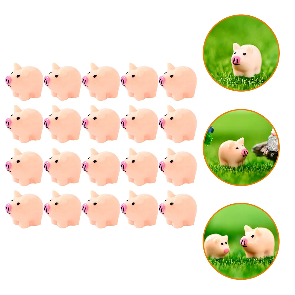 

20pcs Mini Resin Pig Figurines Tiny Animal Models Desktop Decorations Handmade Accessories Small Pigs Sculptures Miniature