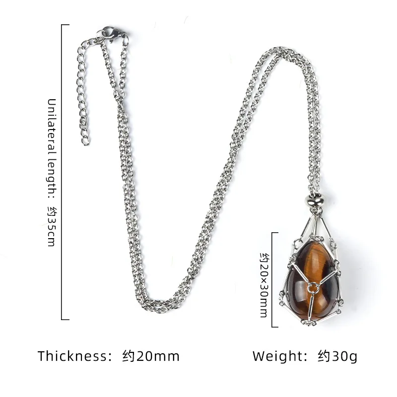 Designer Easter Eggs Stone Cage Necklace Holder Net Metal Chain Collecting Holder Adjustable Pendant Necklace Jewelry