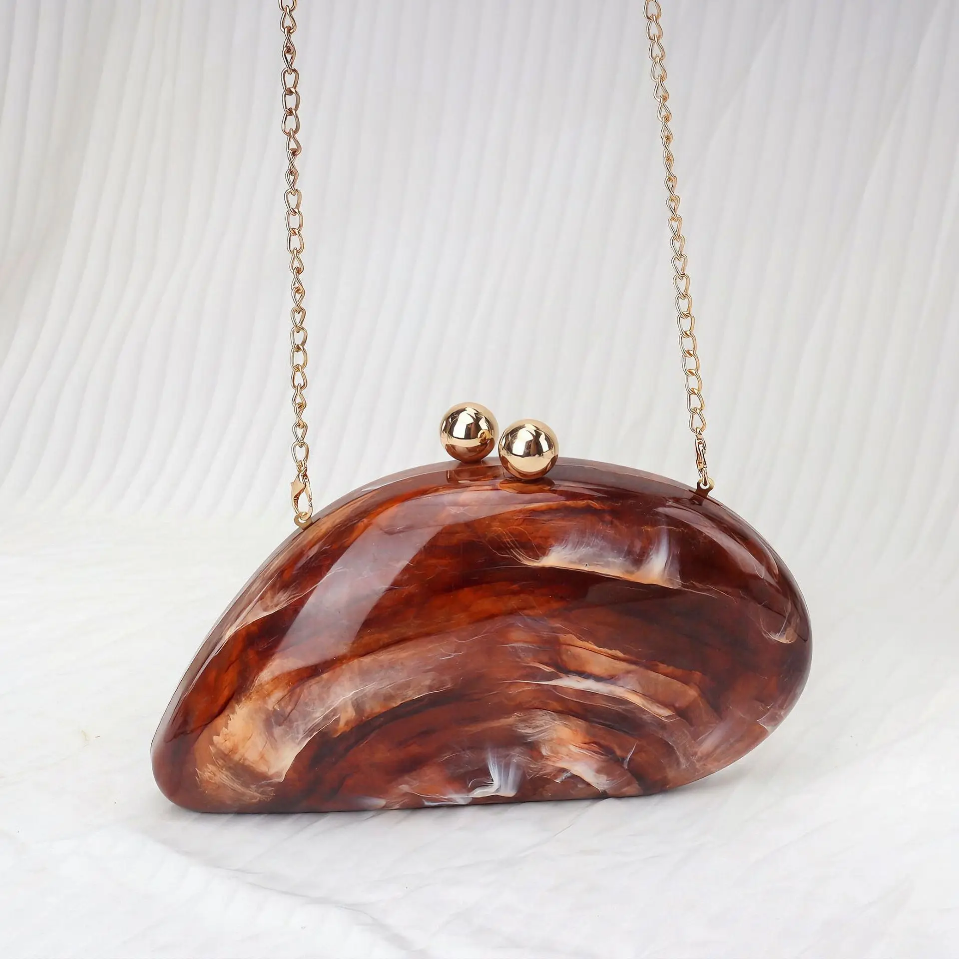 

Fashionable Marble Textured Acrylic Shell Crossbody Bag Goose Egg Box Evening Bag for Women New Ladies' Clutch Purse