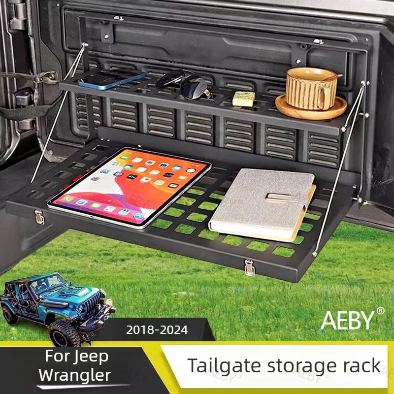 For Jeep Wrangler 2018-2024 Panel cargo storage rack,Tailgate tactical board storage rack trunk expansion rack,Accessories
