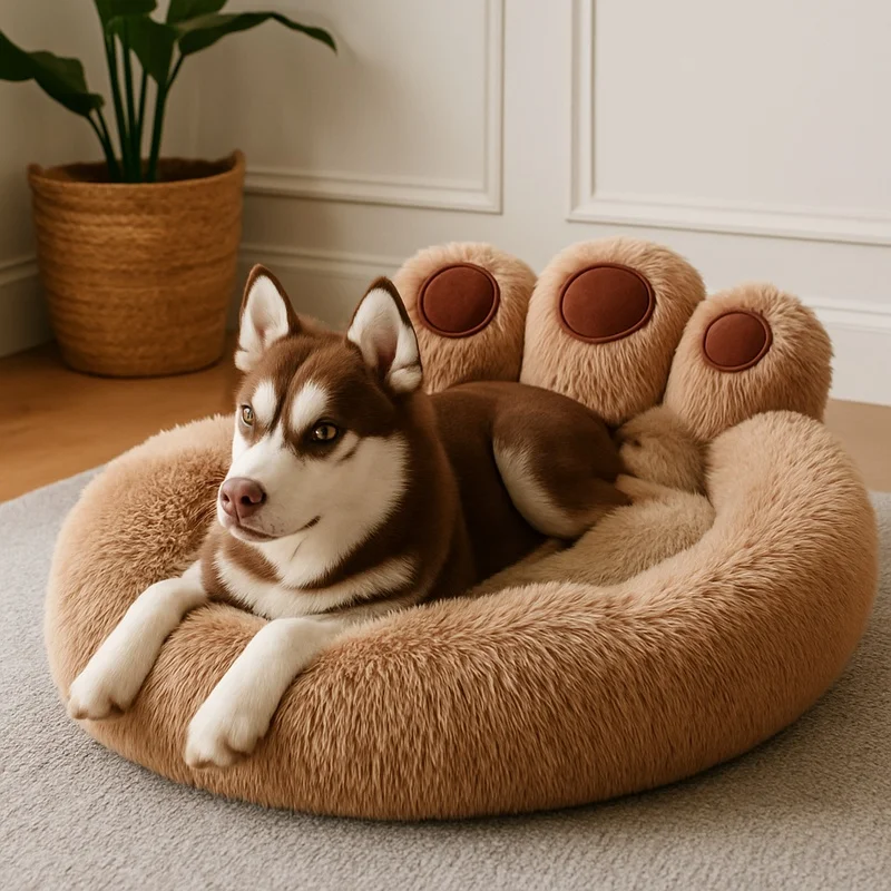 Large Soft Plush Pet Cushion Bed, Warm Cozy Nest for Small Dogs, Cats, and Puppies