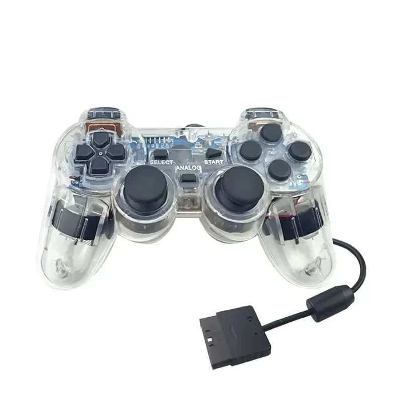 Transparent Color Wired Gamepad for PS2 Console Handle Remote Gaming Controller Joystick for PS2 Manette Joypad