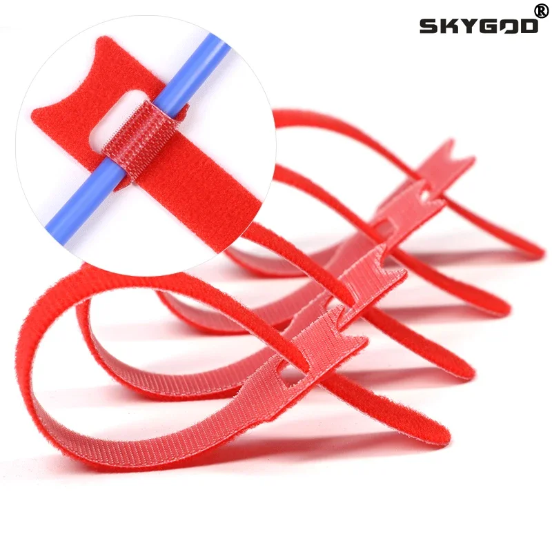 

Cable Ties Releasable Wire Organizer 15 20 25 30cm Red Nylon Hook Loop Straps Wrap Zip Bundle Bandage Tie Plastics Fastening
