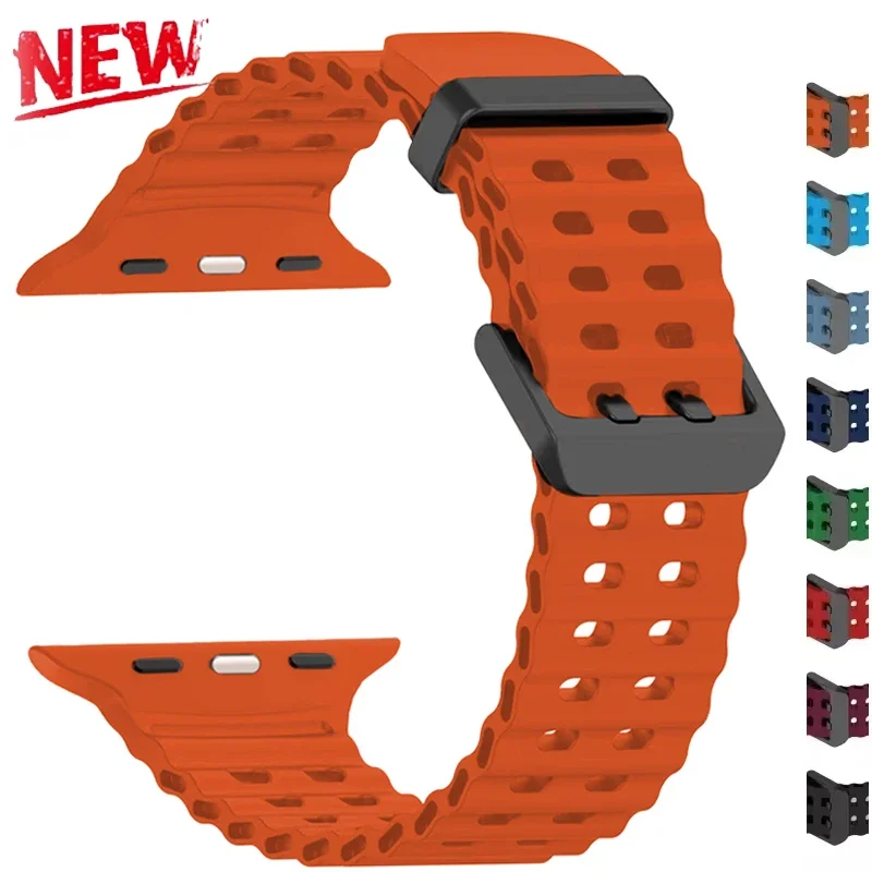 Silicone Strap for Apple Watch Ultra 2 49mm 46 45 44 42mm 38mm 41mm 40mm Sport Band for IWatch Series 9 8 7 6 SE 5 4 3 2 Correa