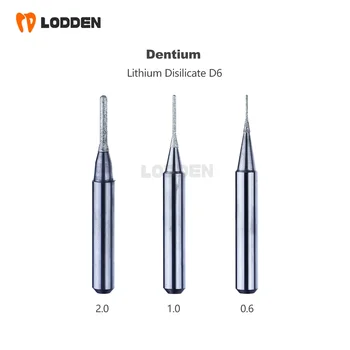 Dentistry Milling Burs Teeth Grinding Metal Lithium Disilicate D6 Shank Coating Length 0.5/1.0/2.0mm Dental Grinding Tool