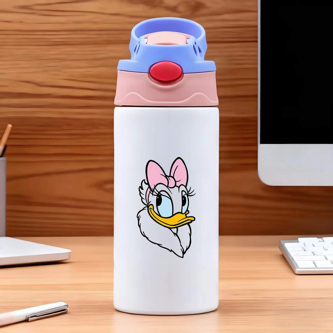 

Disney Duck Daisy cartoon vacuum cup 304 stainless steel cartoon straw cup kids water cup New Year's gift