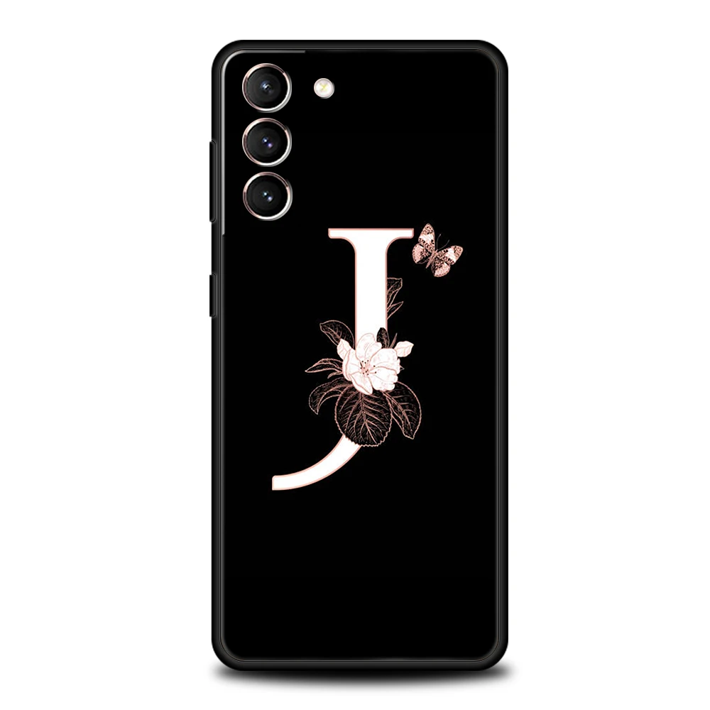 Etui na pierwszą literę kwiatową do Samsung Galaxy S24 S23 S22 S20 S21 FE Ultra S10 S10E S9 S8 Plus 5G silikonowe pokrowce na telefon Capas — zdjęcie 7