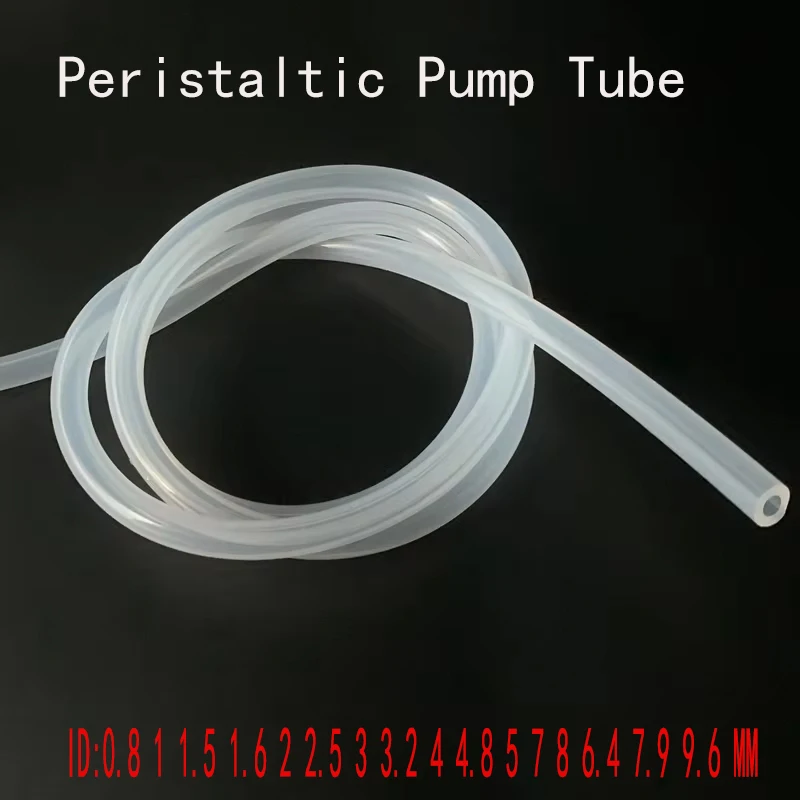 

1/5M Peristaltic Pump Tube ID 0.8 1 1.6 2 2.4 3.2 4.8 6.4 7.9 9.6 mm Soft Silicone Hose Flexible Food Grade Nontoxic Transparent