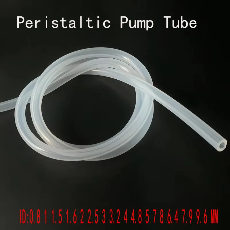 1/5M Peristaltic Pump Tube ID 0.8 1 1.6 2 2.4 3.2 4.8 6.4 7.9 9.6 mm Soft Silicone Hose Flexible Food Grade Nontoxic Transparent