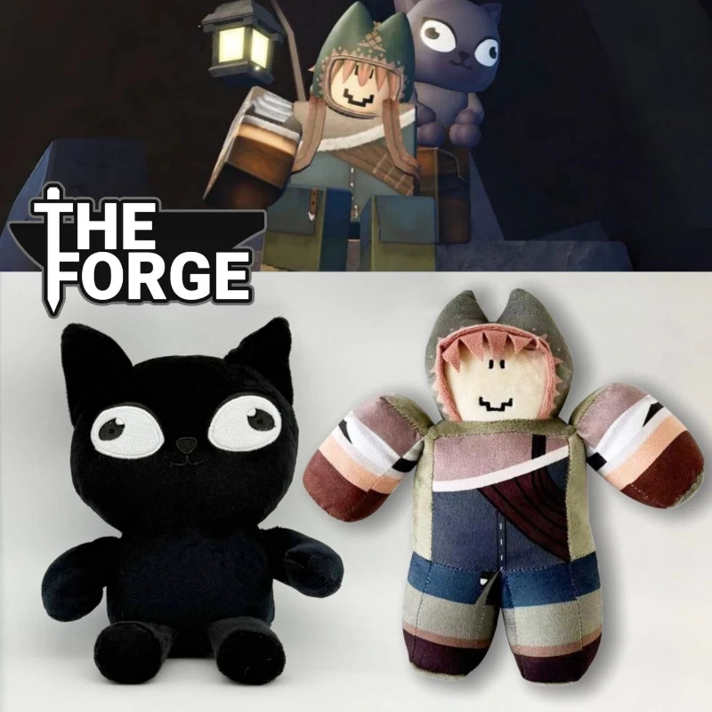 Anime the forge Plush Toys Cartoon NPC Cat Square Stuffed Doll Plushie Figures Decoration Pillow Birthday Xmas Gifts