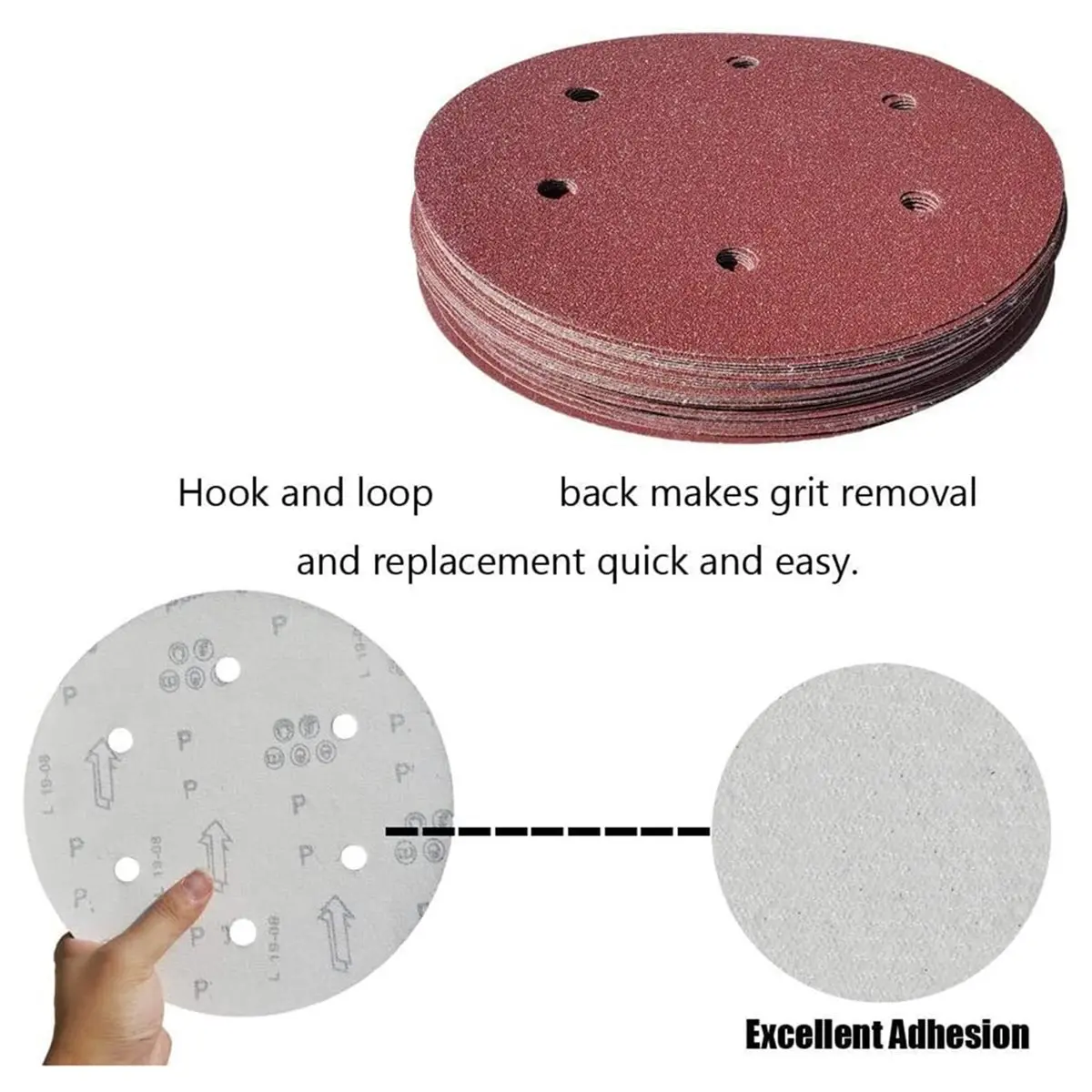6 Hole 220mm Wall Sander Sandpaper Woodworking Metal Grinding Disc Abrasive Polishing Tool Sanding Discs(240 Grit,30pcs)