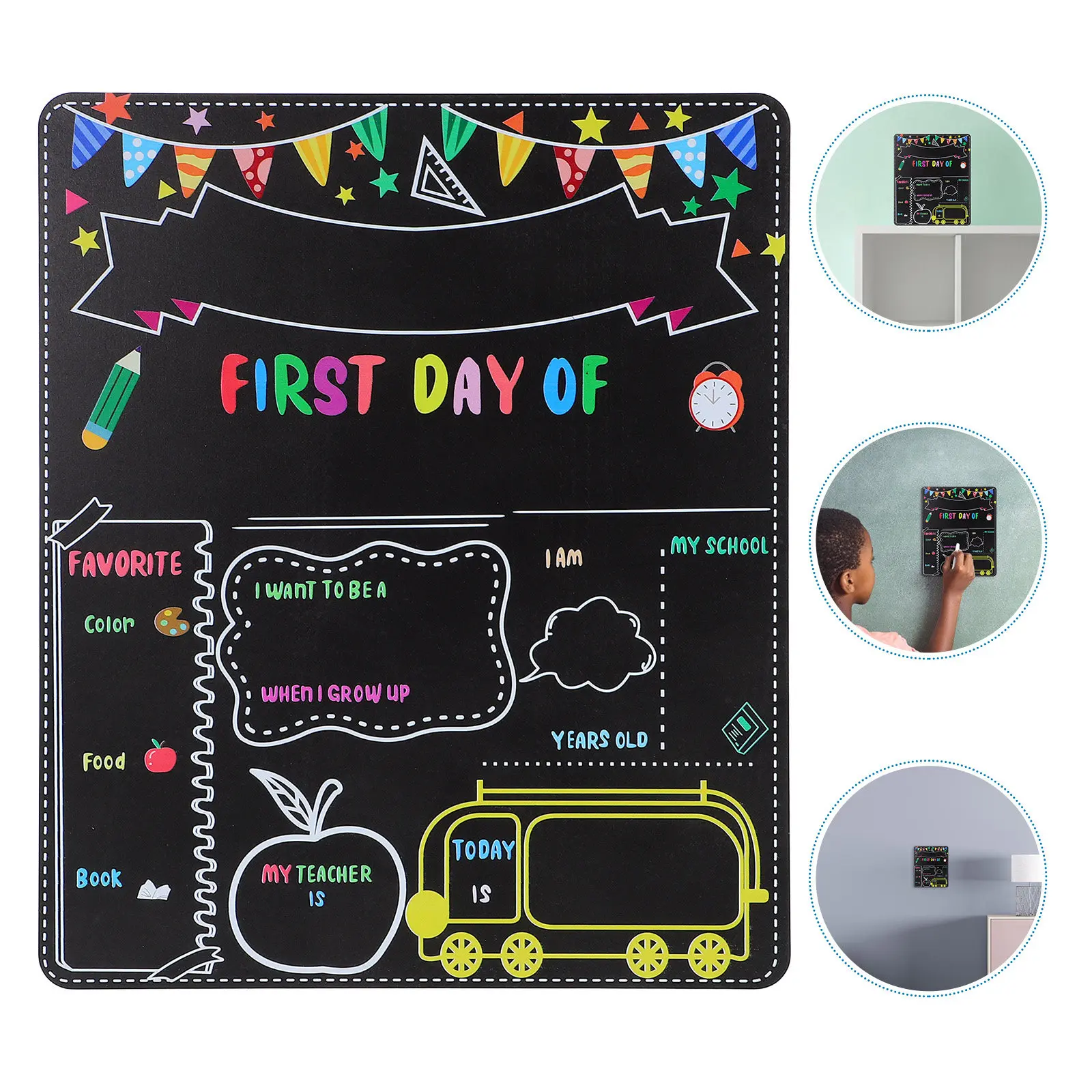 

Double-Sided Blackboard Lightweight Wood Back to School First Day Last Day Sign Classroom Decor Chalkboard Board Reusable
