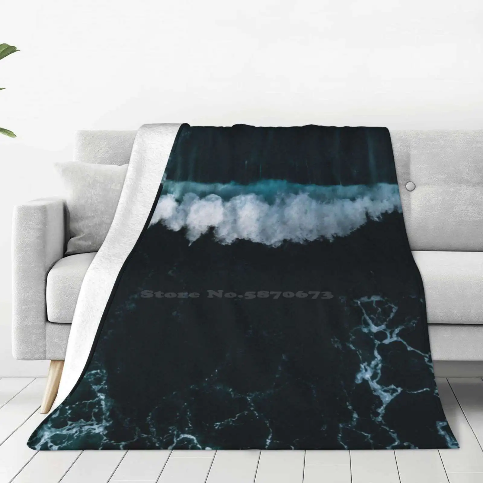 Wave In Motion-Ocean Photography Creative Design Light Thin Soft Flannel Blanket Vintage Nature Water Ocean Seascape Aerial