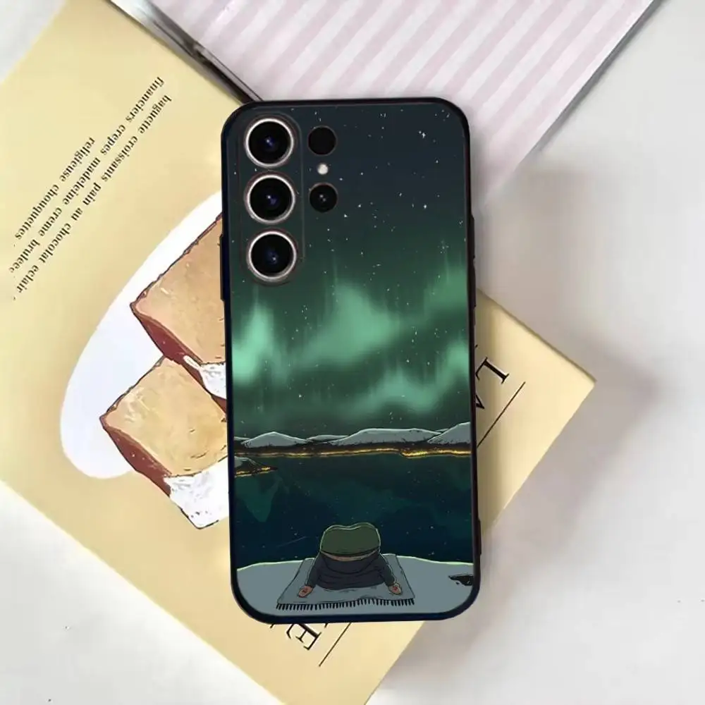 Coque de téléphone drôle p-pepe la grenouille pour SamsungS25,24,21,22,23,30,Ultra,20,Plus,Fe,Lite,Note,10,9, coque noire souple