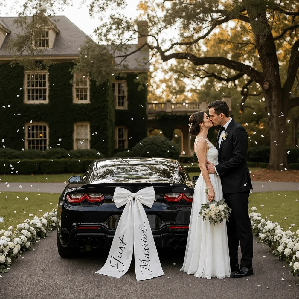 Romantic Large Size Wedding Car Bow Lovely Style Elegant Car Ribbon Bow Wedding Photo Prop Just Married Car Decor Wedding Day