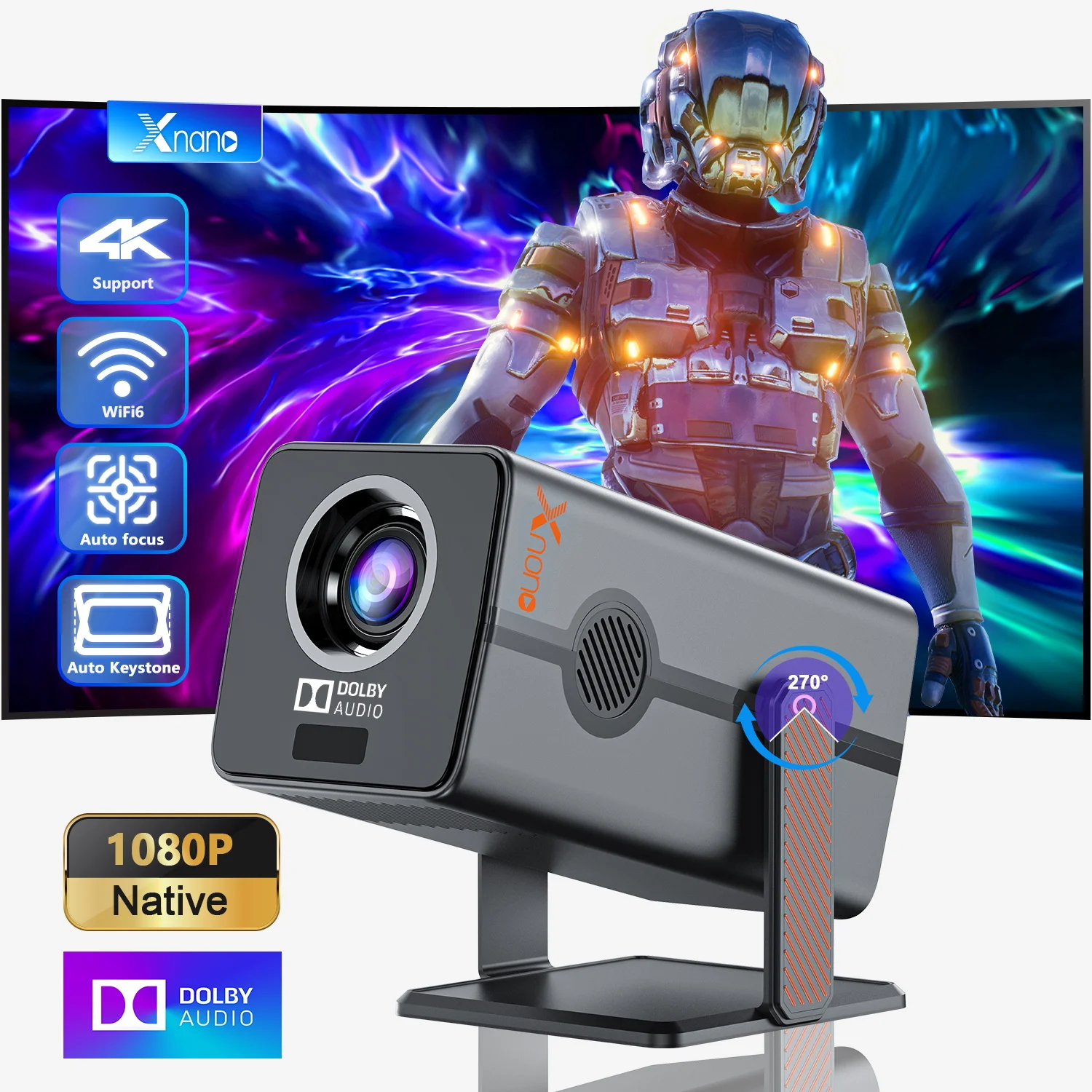 Projector  Full Hd Projector Suppor 4k 3D Stereo Sound Android13 Smart Voice Remote Control Wifi BT Console Digital Projector