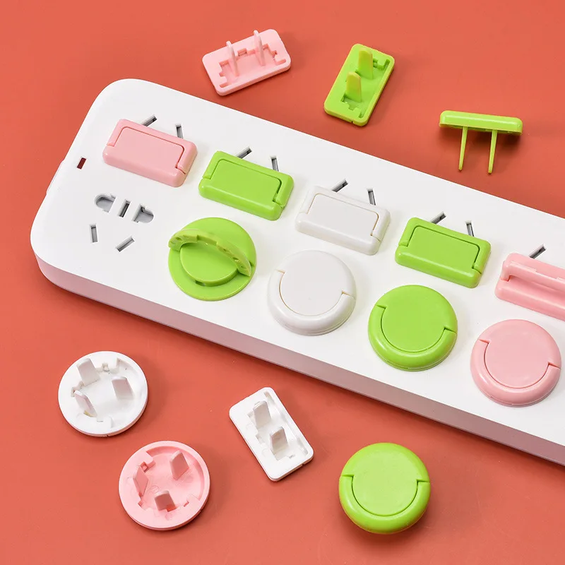 10pcs Children's Anti-shock Socket Protection Cover Household Pull Ring Insulation Power Socket Socket Cover 2/3 Phase