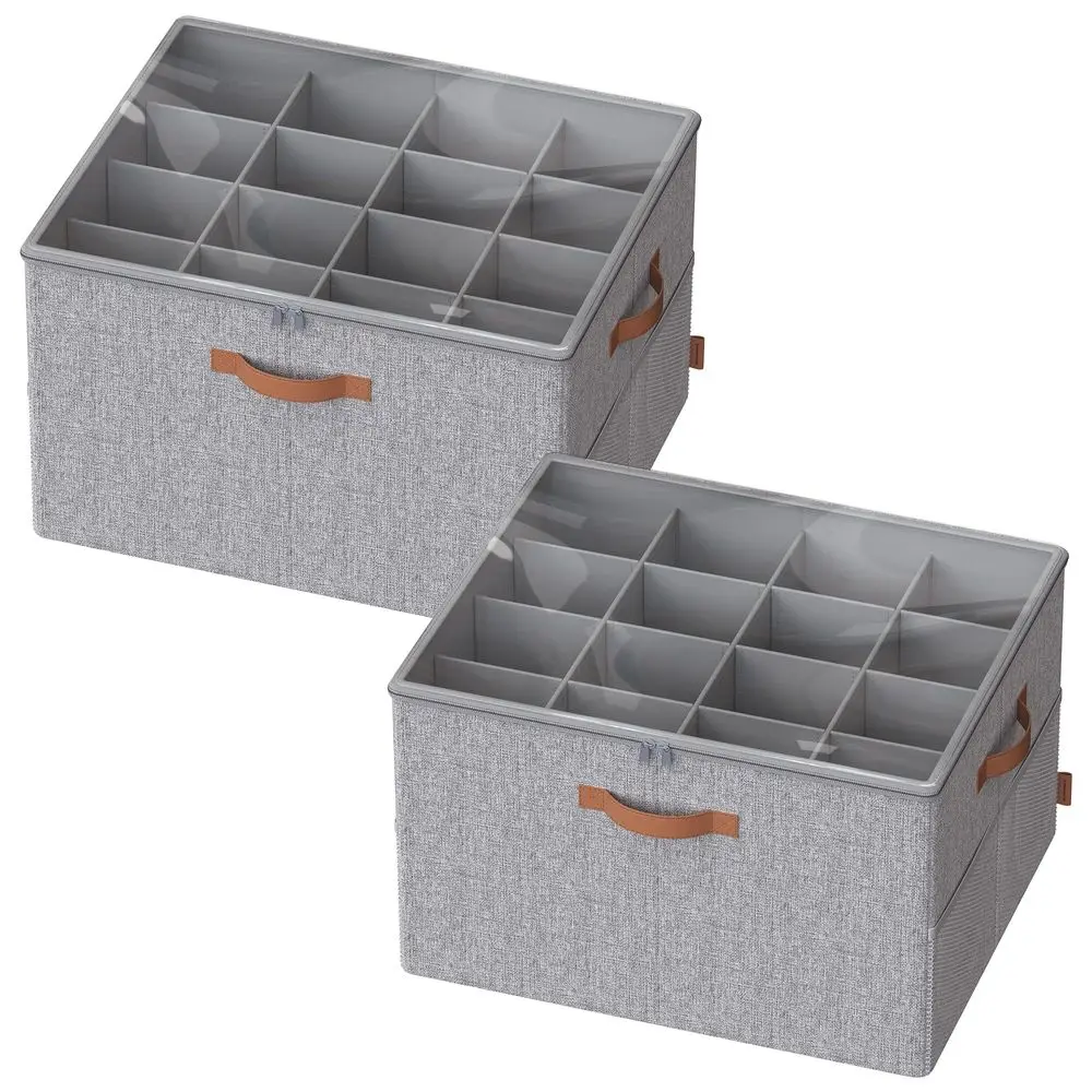 

Органайзеры для обуви в шкаф, набор из 2 контейнеров для хранения обуви, вмещают 32 пары, тканевые контейнеры с ручками и прозрачной крышкой, регулируемые.