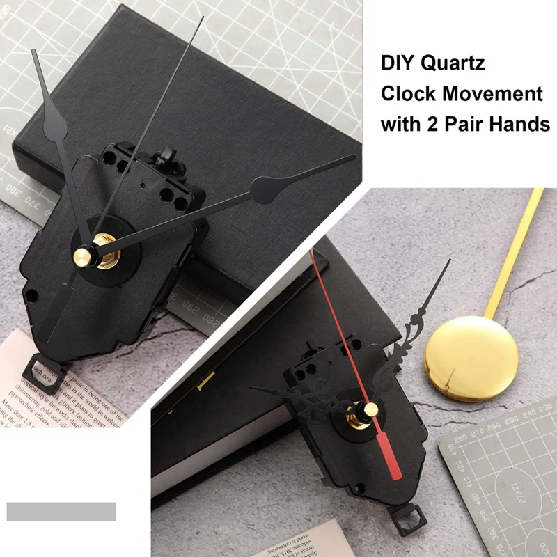 WISH DIY Quartz Wall Clock Pendulum Swing Movement Mechanism Kit Repair Parts For DIY Clock Replacement With 2 Pairs Hands