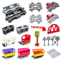 Large Big Building Blocks Train Track Sets Railway Vehicle Compatible With Accessories Children Baby Interactive Bricks Toy Gift
