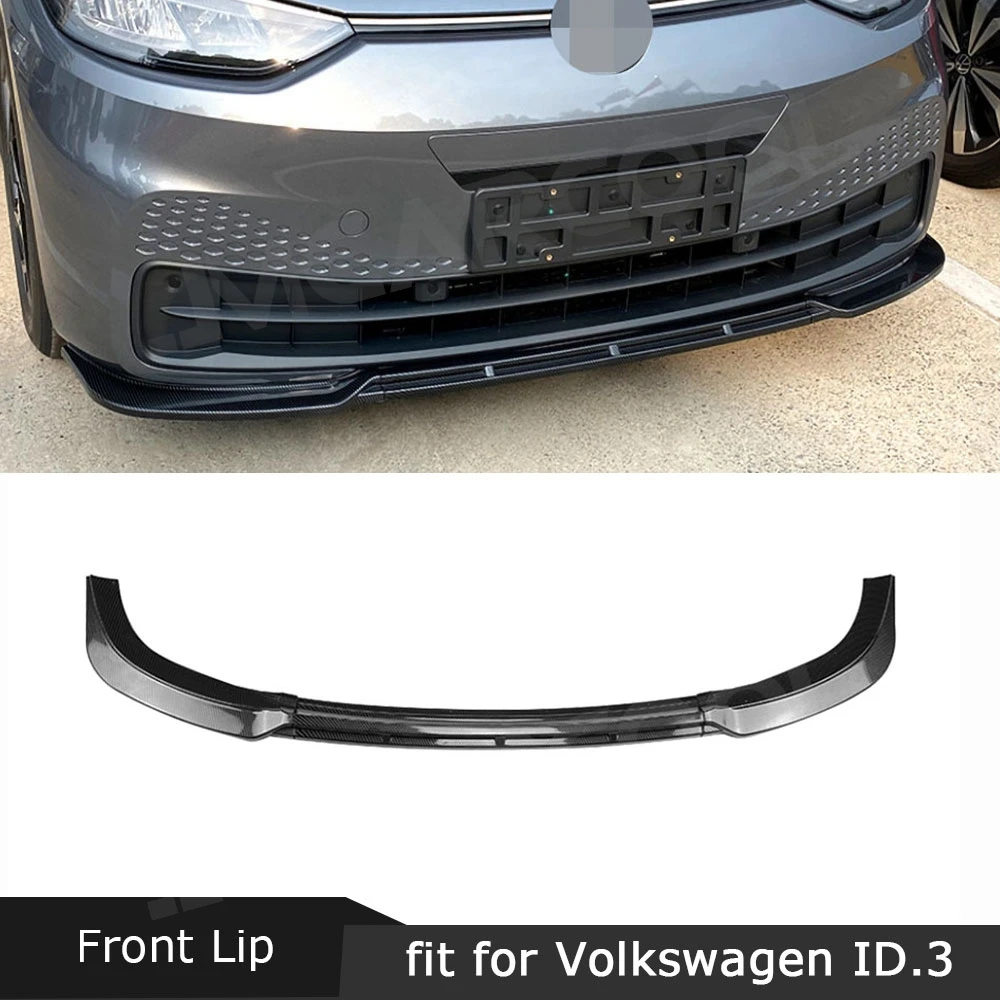 

3PCS Carbon Fiber Front Lip Spoiler Splitters Apron for Volkswagen ID.3 2019-2022 Car Styling Bumper Guard Auto Para Accessories