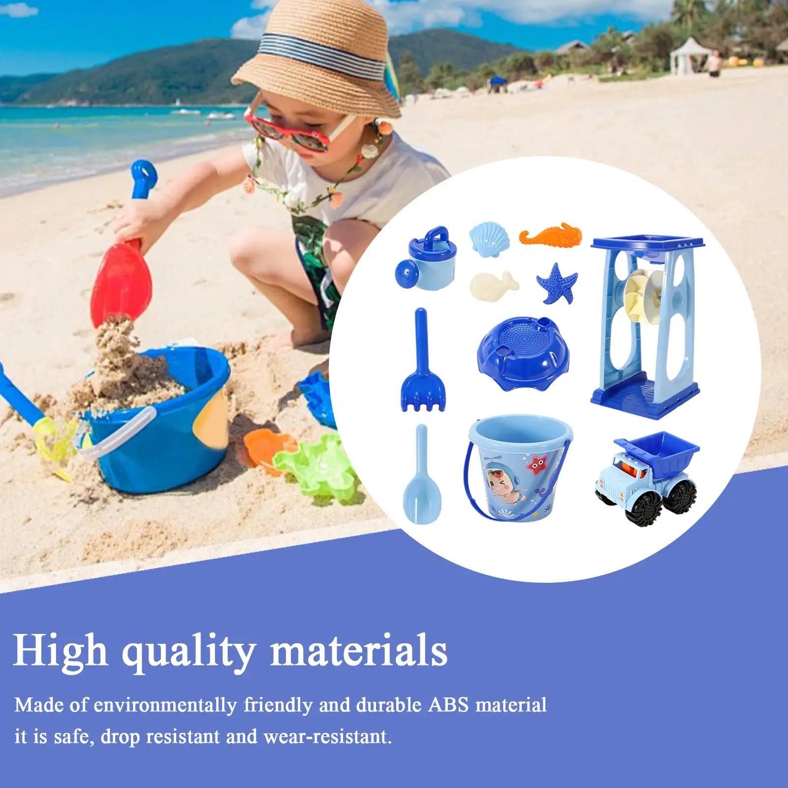 Sandspielzeug-Set für Kinder, Strand, Sandspielzeug mit Schaufel, Schlossbau, Wasserspiel mit Formen für über drei Jahre alte Mädchen und Jungen