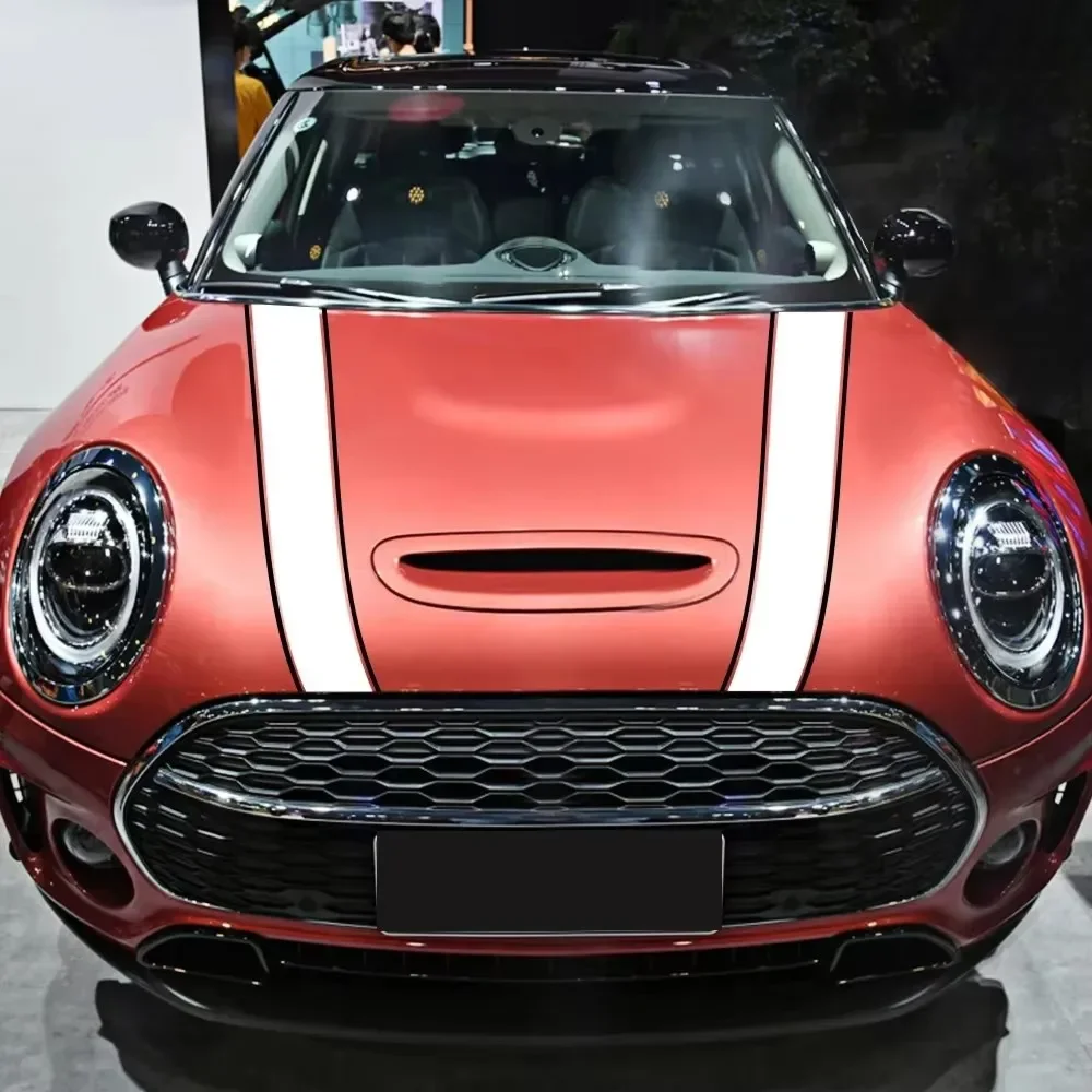 Decor for Mini Cooper S JCW R55 R56 R60 R61 F54 F55 F56 F60 Car Sticker Engine Hood Bonnet Stripes Decals Countryman Accessories