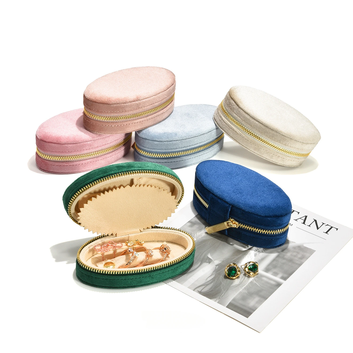 New Multi-functional Jewelry Storage Box Creative Small Batch Velvet Travel Earrings Jewelry Box Storage