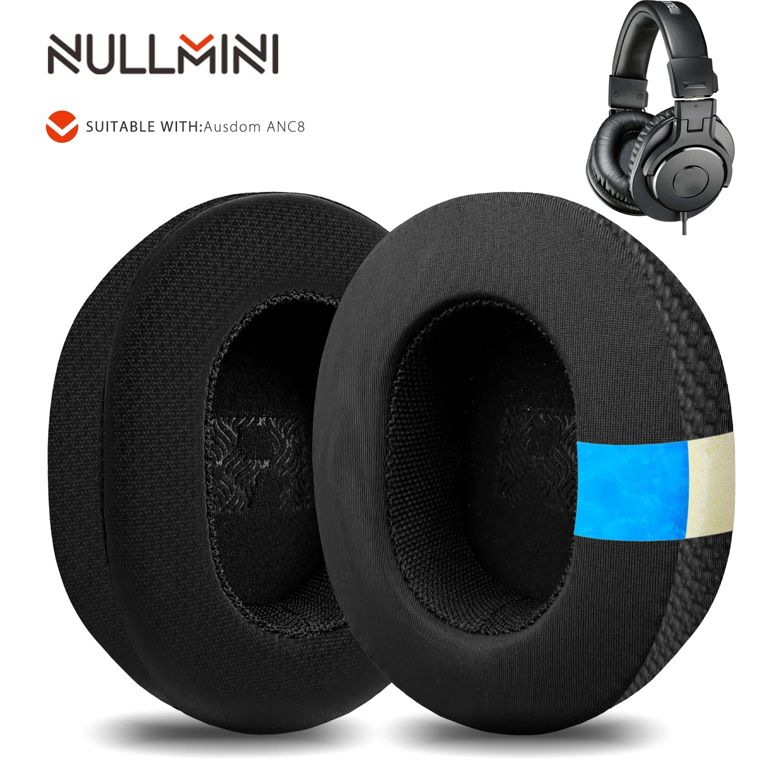 Nullmini Replacement Earpads for ATH-M20x M30x M40x M50x M50xBT MSR7 Headphones Cooling Gel Ear Pads Cushion Earmuffs Headband