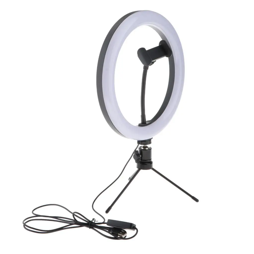 10’’ LED Ring Light with Stand and Phone Holder, 120 Bulbs Dimmable Desktop Ringlight for Video