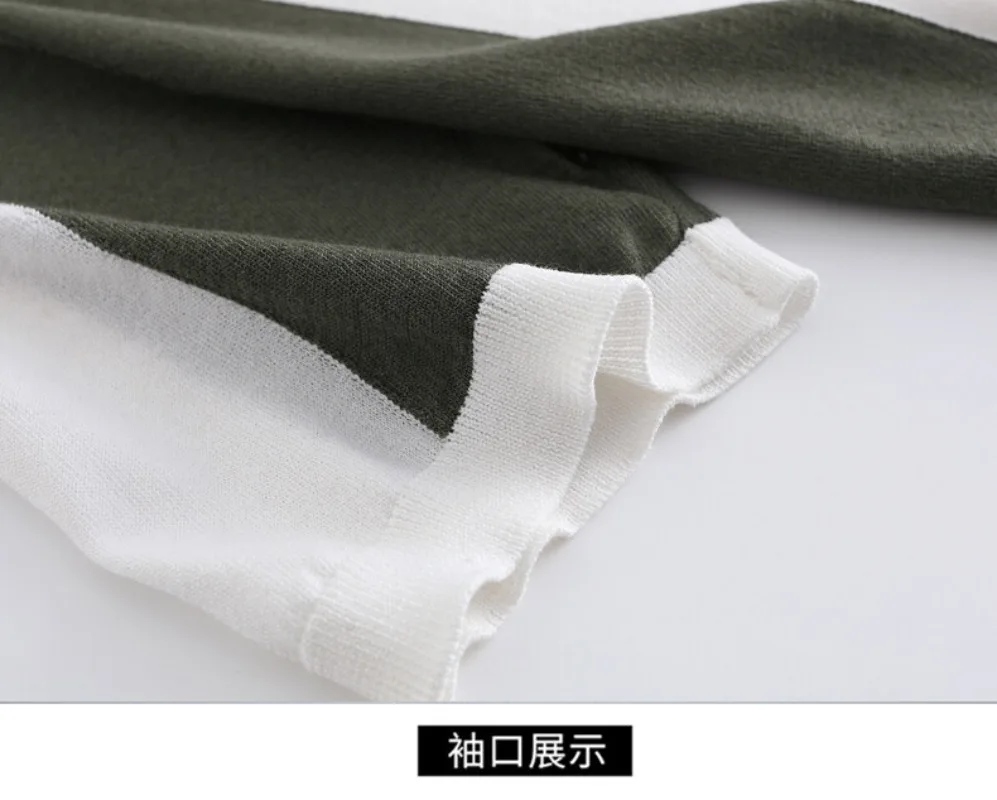 عالية الجودة اللون منعت مخطط الحياكة الرجال قمصان بولو الصيف رقيقة الحرير الجليد تنفس التلبيب تي شيرت الأعمال عادية تيز #6